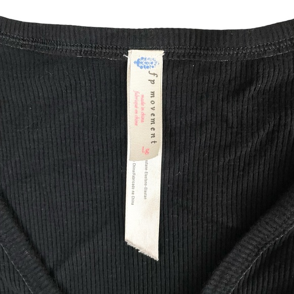 Free People Movement New Moon Knot Front Ribbed Crop Tank Black Lg - Picture 9 of 14